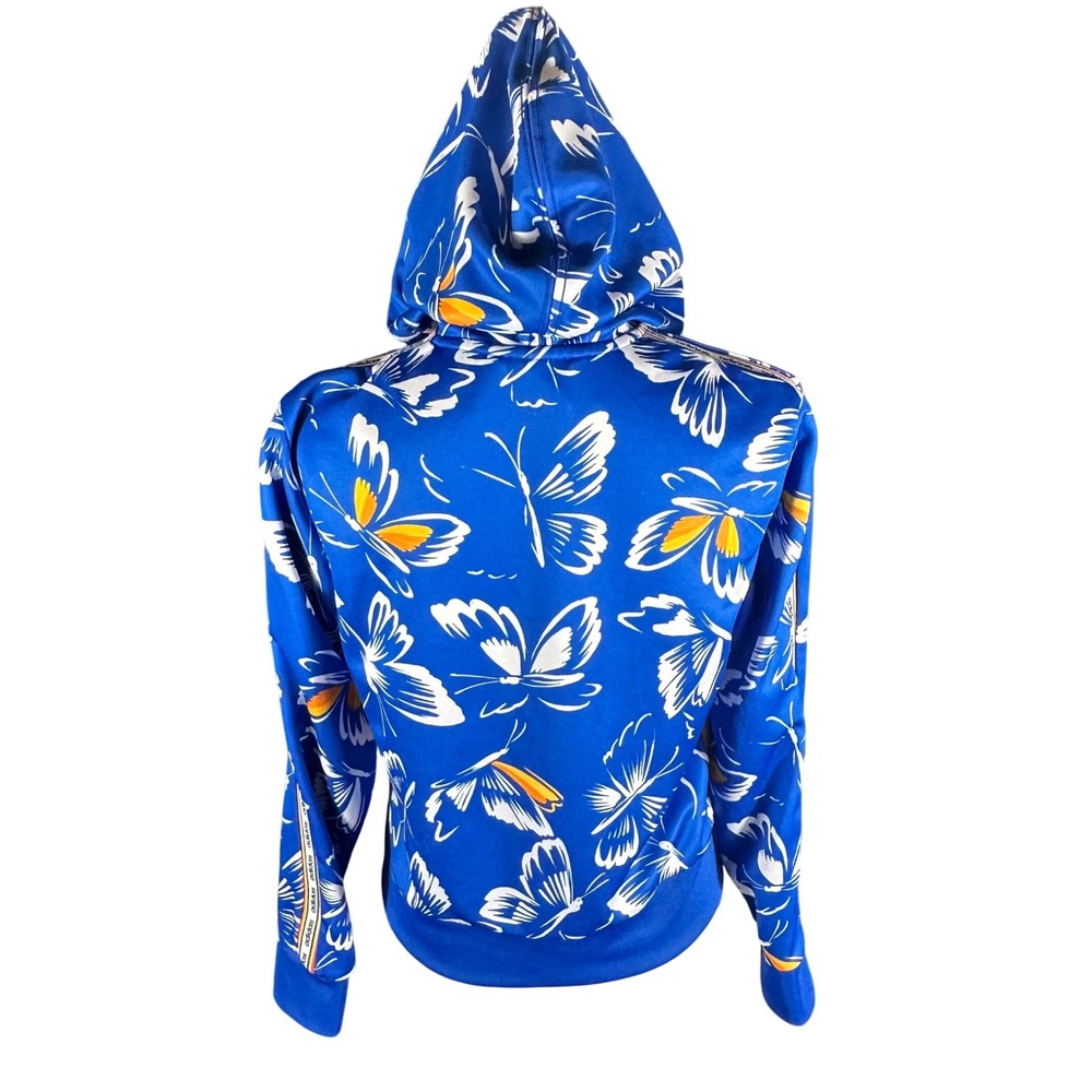 Adidas x Farm Rio Hoodie Women Small Blue Butterfly Print Full Zip Jacket - Picture 4 of 9